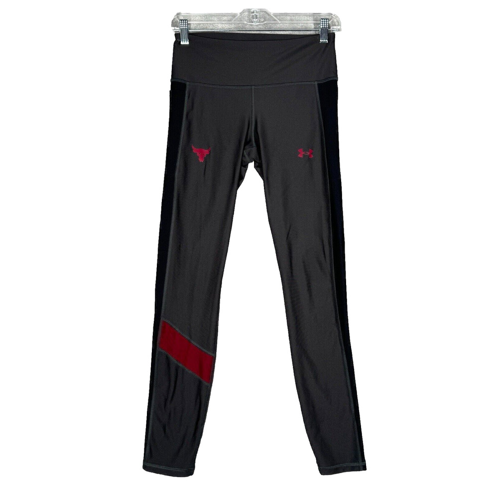 Under Armour Project Rock Pants Women Medium Gray Compression Legging Athleisure